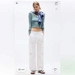 Pull and bear white cargo pants